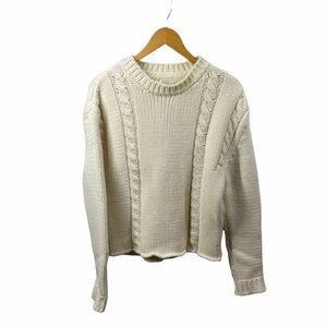 Anine Bing Cream Crew Neck Cable Knit Sweater